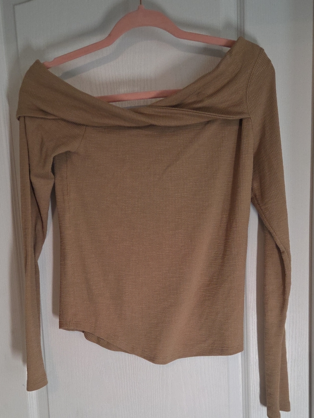 We The Free Off-Shoulder Long Sleeve Top in Camel